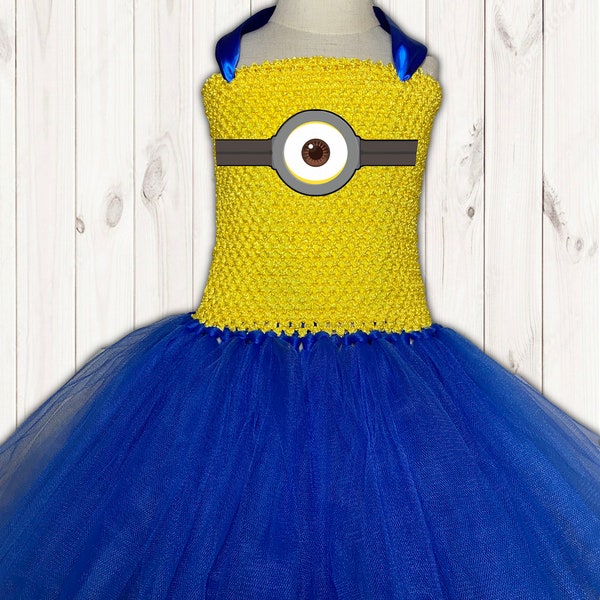 Minions Costume Tutu Party Dress with Cotton Lined Top