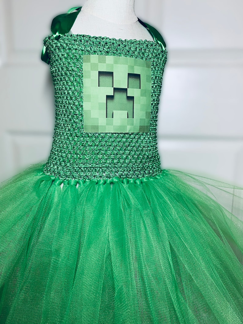 Creeper Minecraft Tutu Party Dress With Cotton Lined Top Etsy