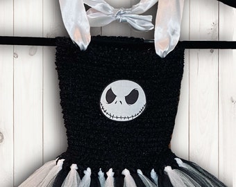 Jack Skellington, Nightmare Before, Tutu Party Dress with White Cotton Lined Top - Free Standard Shipping