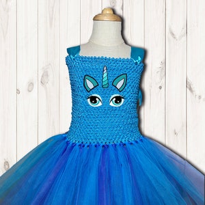 Colorful Unicorn Halloween Costume Face Tutu Costume Dress with Cotton Lined Stretchy Top - Free 1st Class Shipping for USA