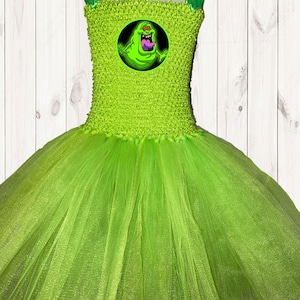 Slimer Halloween Costume Green Tutu Party Dress with Cotton Lined Green Top