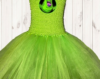 Slimer Halloween Costume Green Tutu Party Dress with Cotton Lined Green Top
