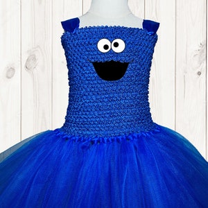 Cookie Monster Costume Tutu Dress with Cotton Lined Top