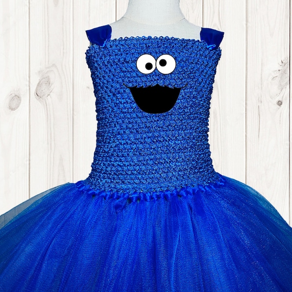 Cookie Monster Costume Tutu Dress with Cotton Lined Top