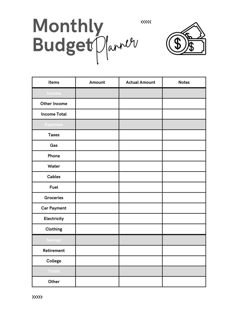 Monthly Budget Planner Etsy