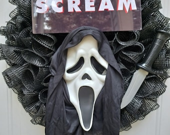 Scream, Halloween Wreath, Halloween Mask Wreath, Horror Movie Wreath