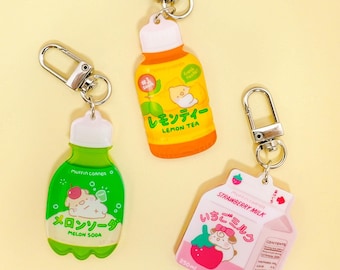 Japanese Konbini Drinks Keychain, Kawaii, Muffin Corner Konbini Acrylic Keychain