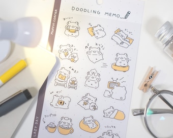 Kawaii Doodling  Sticker Sheet - Muffinmaru & Devyegg
