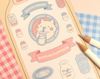Kawaii Milk Sticker Sheet, Retro, Muffin Corner
