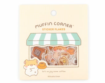 Kawaii Coffee Shop Washi Sticker Flakes - Muffin Corner Cafe