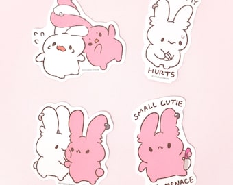 Cute Bunny Waterproof Sticker, Water Bottle Sticker, Laptop Decor, Muffin Corner Marshbun & Mallobun Series Sticker