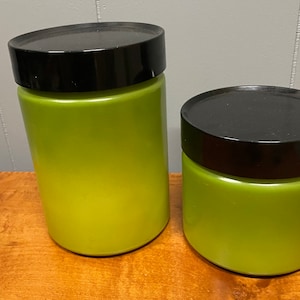 Anchor Hocking Fire King Milk Glass Canister Container Jar Green Avocado MCM Lot