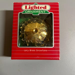 Hallmark Lacy Brass Snowflake Lighted Christmas Ornament