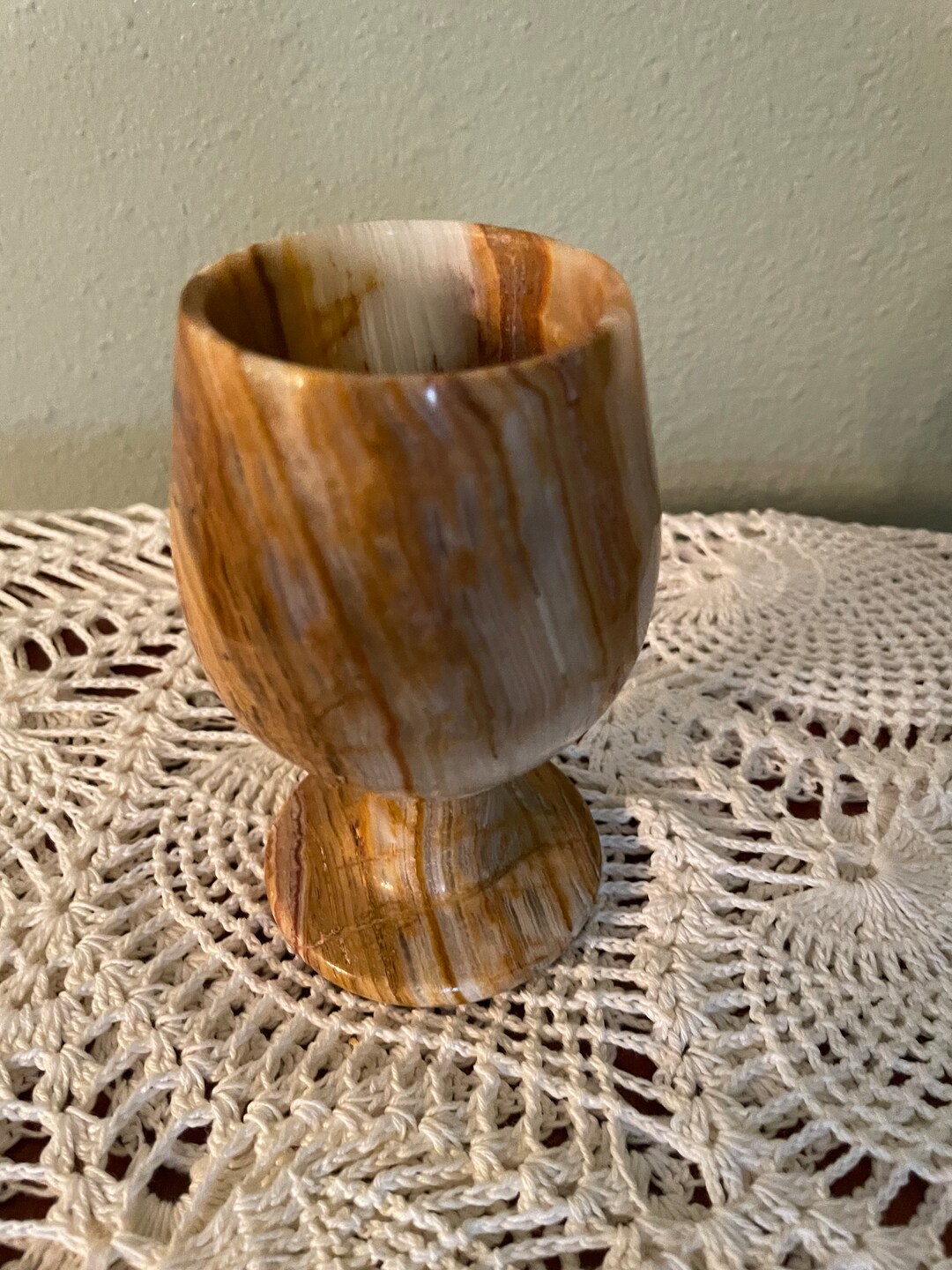 Vintage Hand Carved Marble Stone Goblet Glass - Etsy