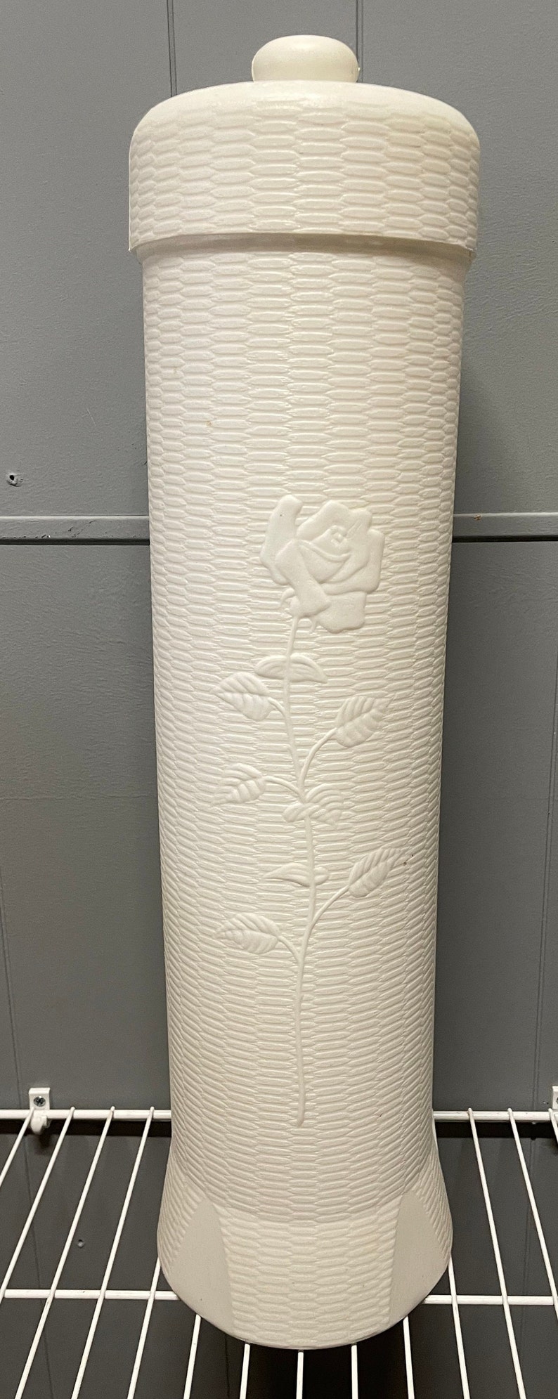 Vintage Tall Plastic Toilet Paper Holder Canister W Lid Etsy