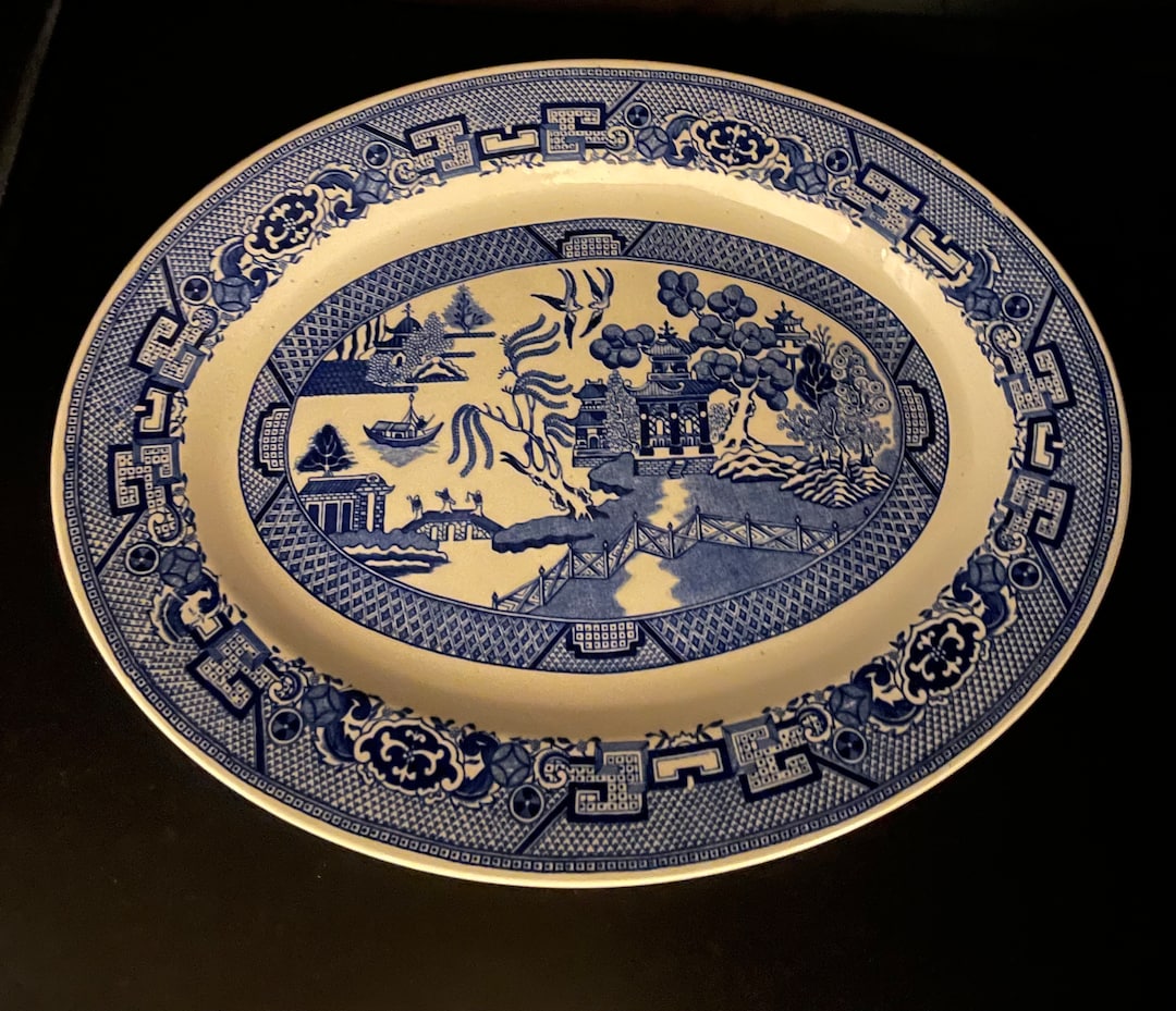 Homer Laughlin Blue Willow China Oval Serving Platter Restaurant Ware