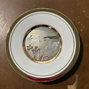 Art Of Chokin Decorative Plate With Swan Design