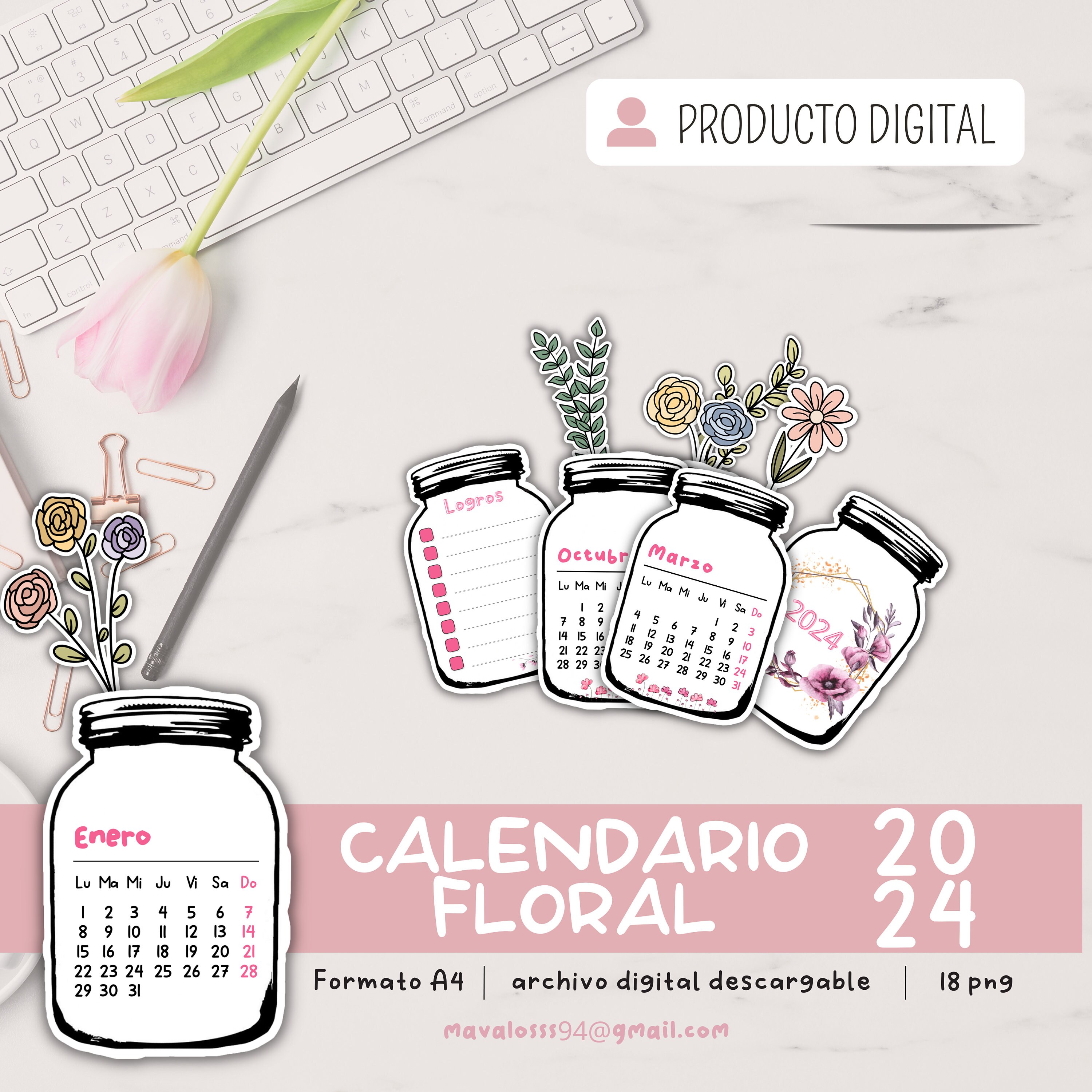 CALENDAR 2024 FLOWERS Etsy