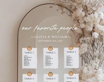 Wedding Sign Decal, Seating Chart Decal Wedding, Custom Vinyl Wedding Mirror Decal, Wedding Mirror Decals, Our Favorite People, Personalized