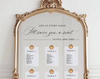 Wedding Sign Decal, Seating Chart Decal Wedding, Custom Vinyl Wedding Mirror Decal, Wedding Mirror Decal At Every Table I&#39;ll Save You a Seat