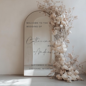 Wedding Welcome Sign, Customizable Names Wedding Mirror Decal, Welcome To the Wedding of, Wedding Welcome Signage, Wedding Decal Sticker
