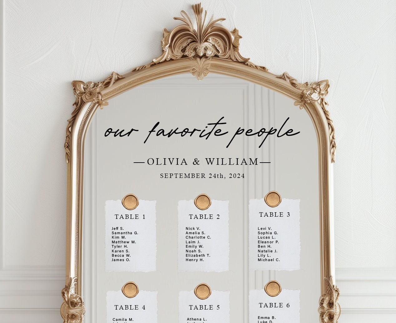 Wedding Sign Decal, Seating Chart Decal Wedding, Custom Vinyl Wedding Mirror Decal, Wedding Mirror Decals, Our Favorite People, Personalized