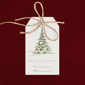 Editable Christmas Gift Tag, Christmas Tree, Favor Tags, Gift Labels, Corjl, Editable Template, Instant Digital Download