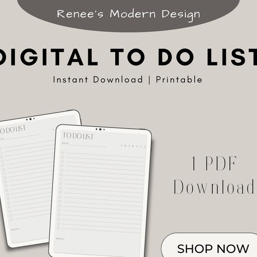 Modern to Do List Digital Checklist Template Etsy