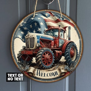 Vintage Tractor Stained Glass Door Hanger, Amazing Farm Tractor Sign for Wreath Center, 4th of July Art Sublimation, Digital Download