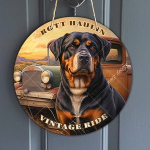 Rottweiler and Vintage Pickup Truck Wreath Center, Rottie in Front of Classic Truck, Rott Pickup Sublimation Design, Digital Download