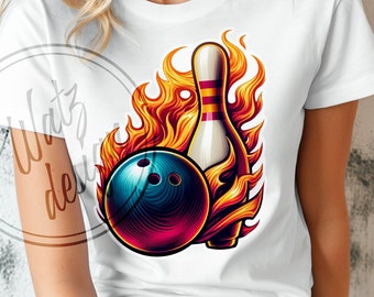 Flamme Bowlingkugel und pin PNG, Flamme Bowlingkugel Sublimationsdesign, Bowlingkugel und Flammen PNG, Bowlingliebhaber Digital Download