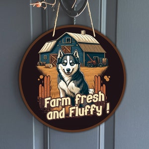 świeże i puszyste znaki husky na farmie, znak domu na farmie i psa na farmie na wieńce, zabawny projekt sublimacji kowboja western, pobieranie cyfrowe