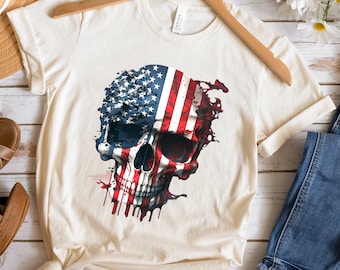 American Flag Patriotic Skull PNG | American Flag on Skull Png |Veteran Skull USA Flag | War Veteran Sublimation Design, Digital download