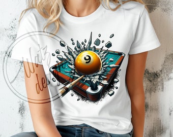 9 Balls Breaking out Png, Billiards ball busting out Sublimation Design, Pool lover dynamic design, pool lover PNG, Digital Download