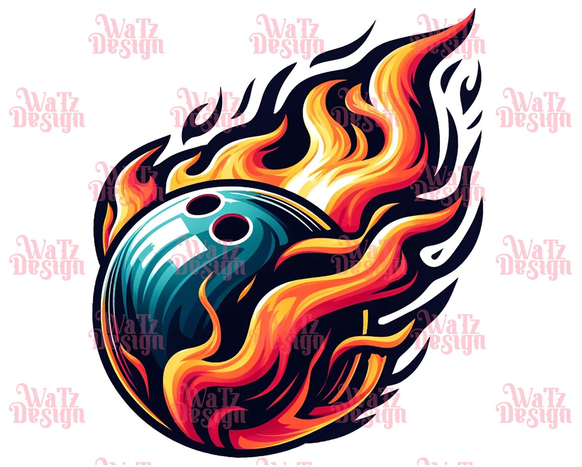 Flaming Bowling Ball PNG, Flaming Bowling Ball Sublimation Design ...