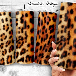 Leopard Print 20oz Skinny Tumbler Sublimation Design - Wild  Print Template - Seamless Wrap- Digital Download