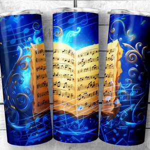 Nuty z nutami 20oz Skinny Tumbler Design, Cartoon vivid music notes Tumbler Wrap, Music teacher Sublimation Wrap, Digital Download