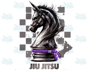Jiu Jitsu Chess Horse cintura viola Png, Cintura viola Bjj design Design, Pezzo di scacchi Unicorno Jiu Jitsu brasiliano, Digital Download