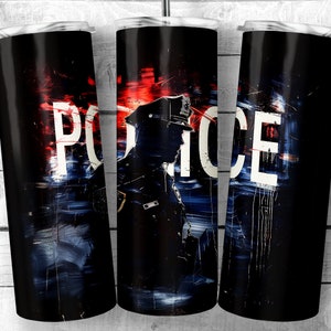 Police Officer 20oz Skinny Tumbler Design | Blue Line Police Sublimation Wrap | Law Enforcement,  Digital Download