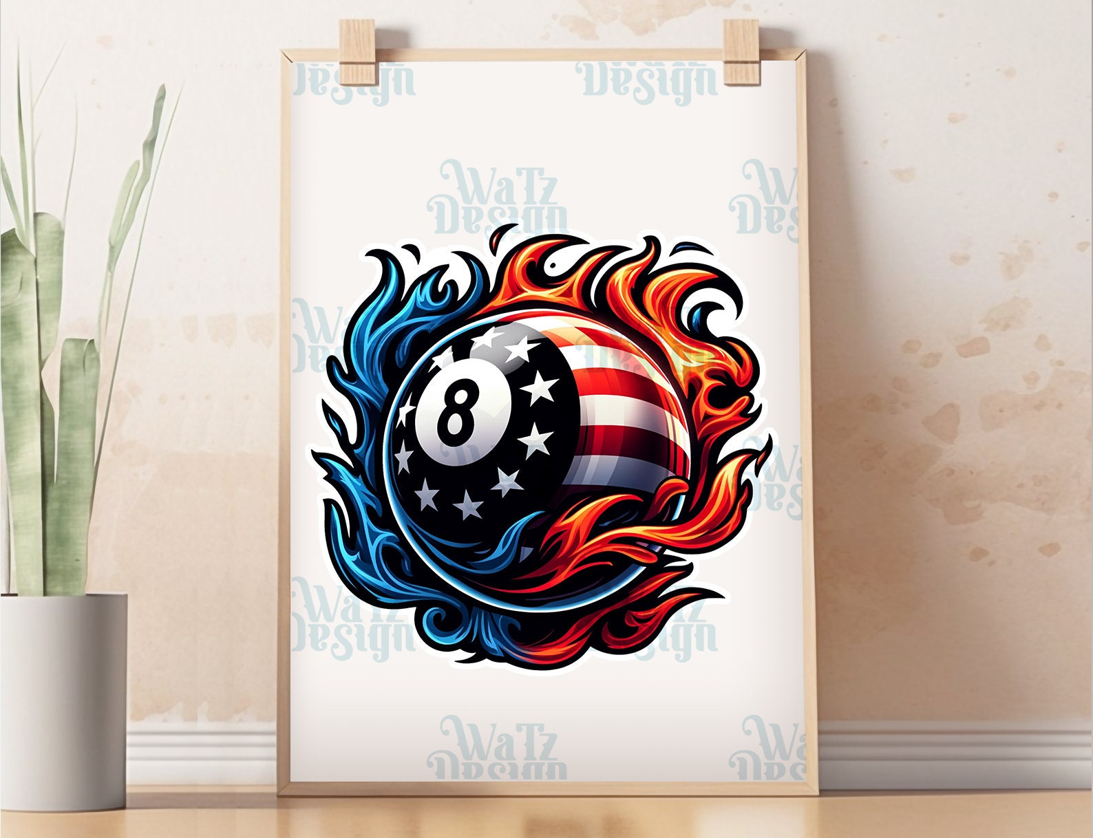 Flaming Usa 8 Ball Png, Flaming Patriotic Billiards Balls Sublimation ...