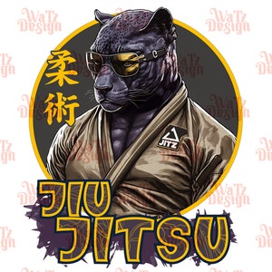 Jiu Jitsu Panther Png, Bjj Puma Sublimation Design, Train Brazilian Jiu Jitsu Cougar Png,  Panther with glasses PNG, Digital Download