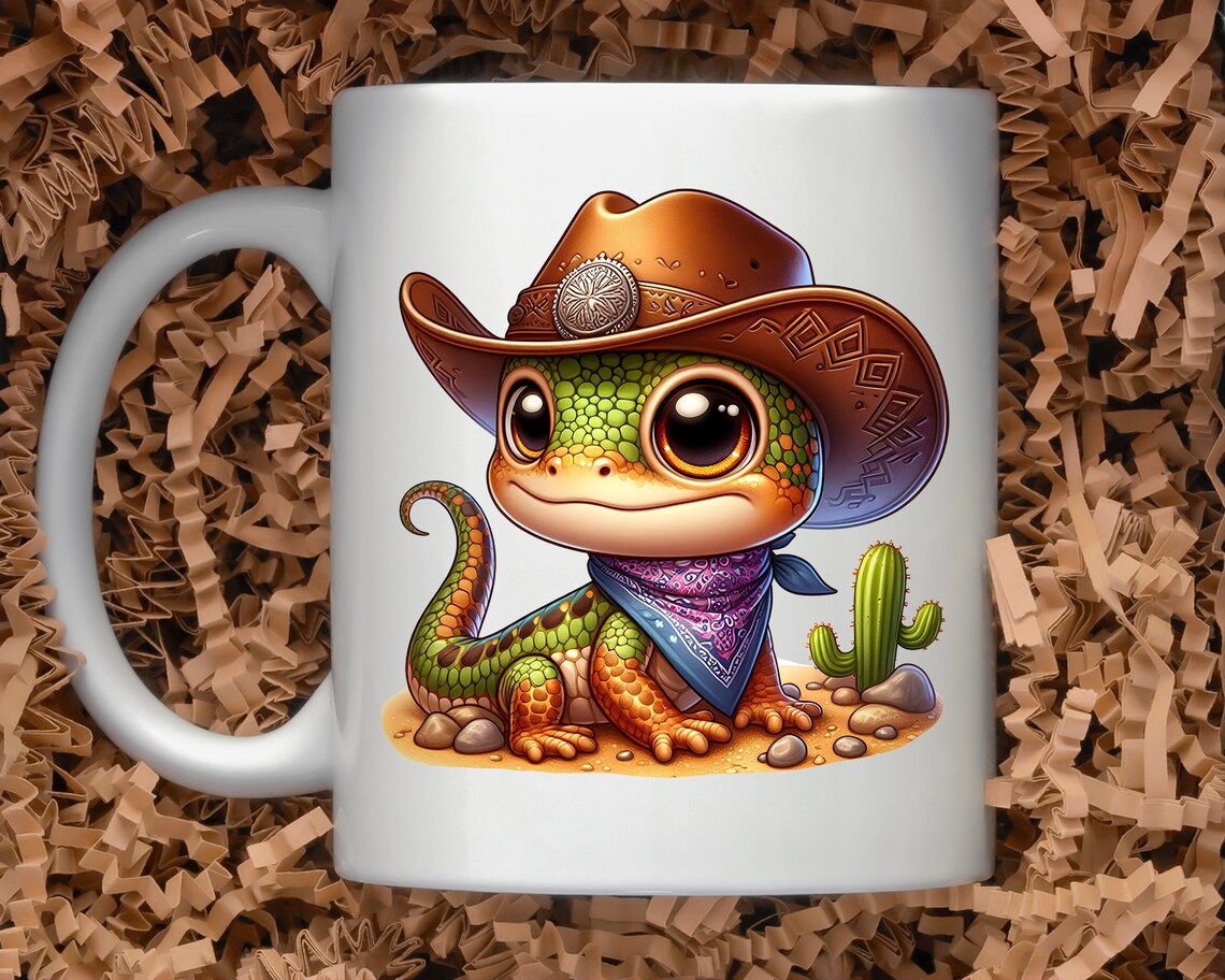 Cute Cowboy Lizard PNG - Western Themed Baby Reptile Sublimation Design ...