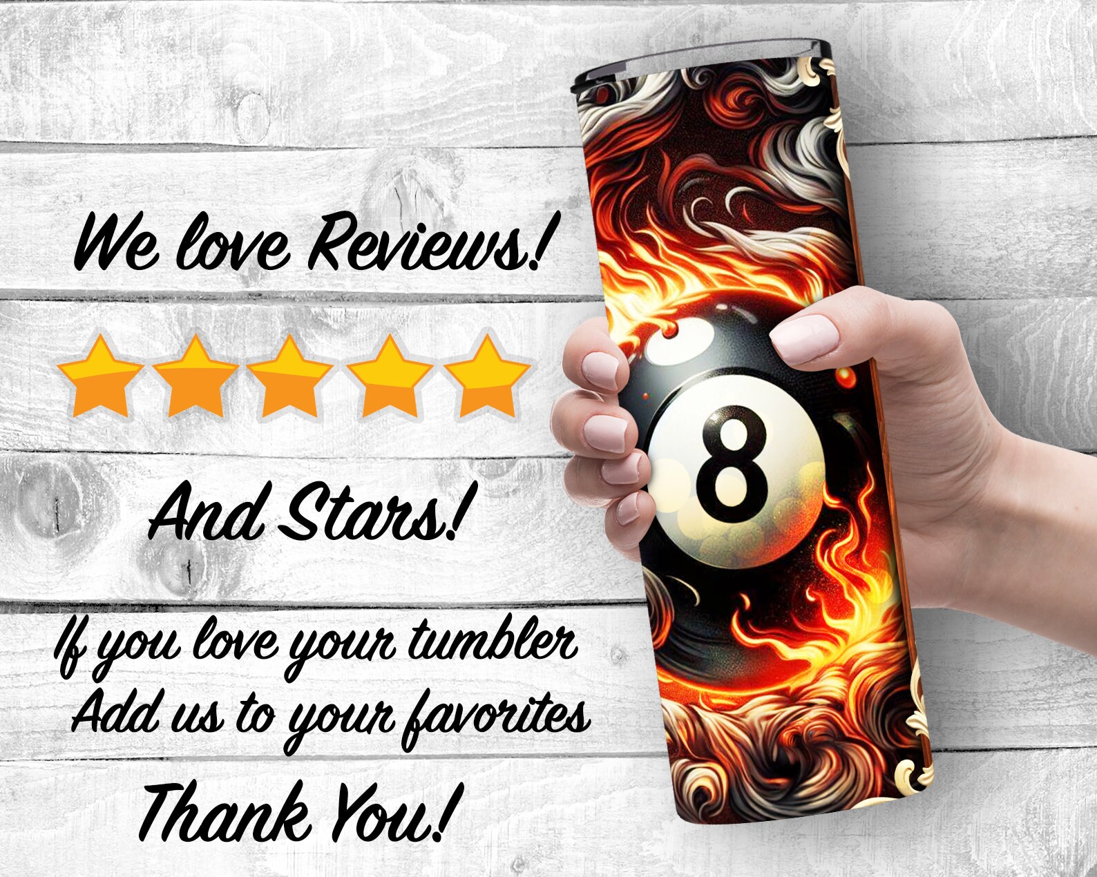 Flaming Eight Pool Ball 20oz Skinny Tumbler Sublimation Design ...