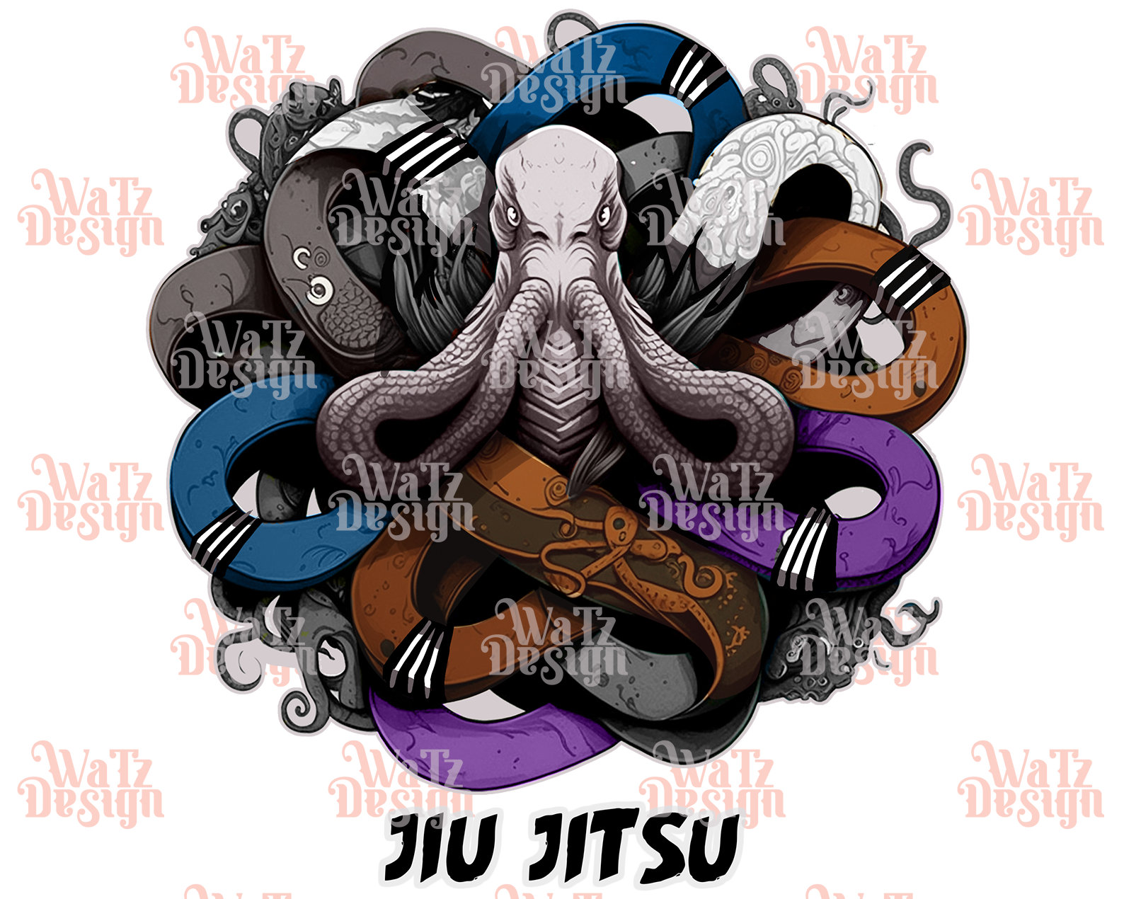 Jiu Jitsu Belts Octopus Png All Belts Octopus Bjj Design Etsy