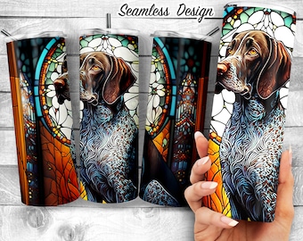 ジャーマン ショートヘアード ポインター ステンドグラス 20 オンス