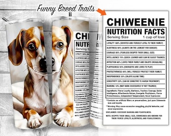 Chiweenie 20oz Skinny Tumbler Design, Chiweenie Dog Facts, Chi-chiweenie Dog Traits, Dog Ingredient Tumbler, Dog Sub Wrap, Digital Download
