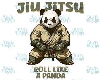 Jiu Jitsu roll like a panda Png, panda in a jungle gi Bjj design, Brazilian Jitsu belt colors and creatures, Digital Download