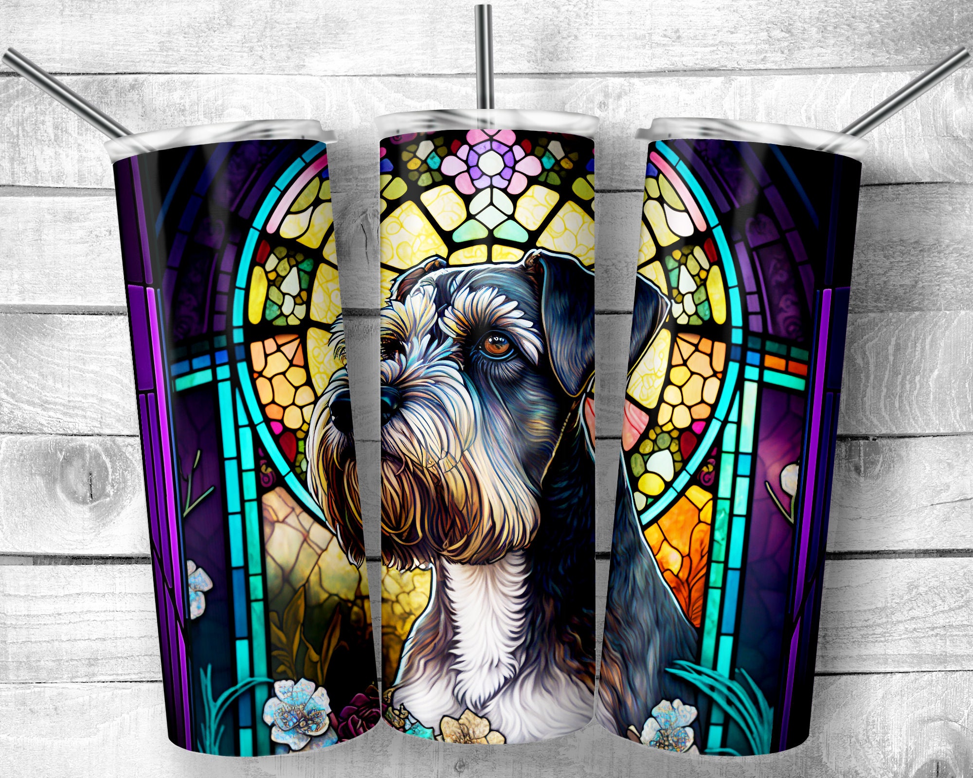 ミニチュア シュナウザー ステンドグラス 20 オンス スキニー