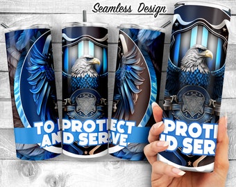 Police Eagle Design, police emblem 20oz Skinny Tumbler Design | To Protect and Serve Tumbler Wrap | police badge art Sublimation Wrap