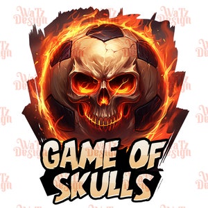 Flaming soccer ball Png, skull soccer ball Sublimation Design, Horror Football Png, Game of skulls design, Digital Download